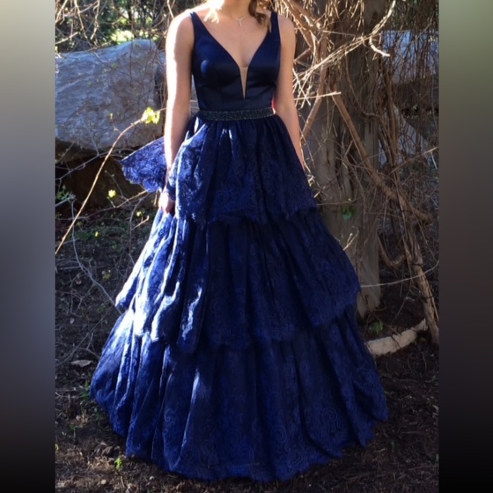 Dark Blue Sherri Hill Prom Dress